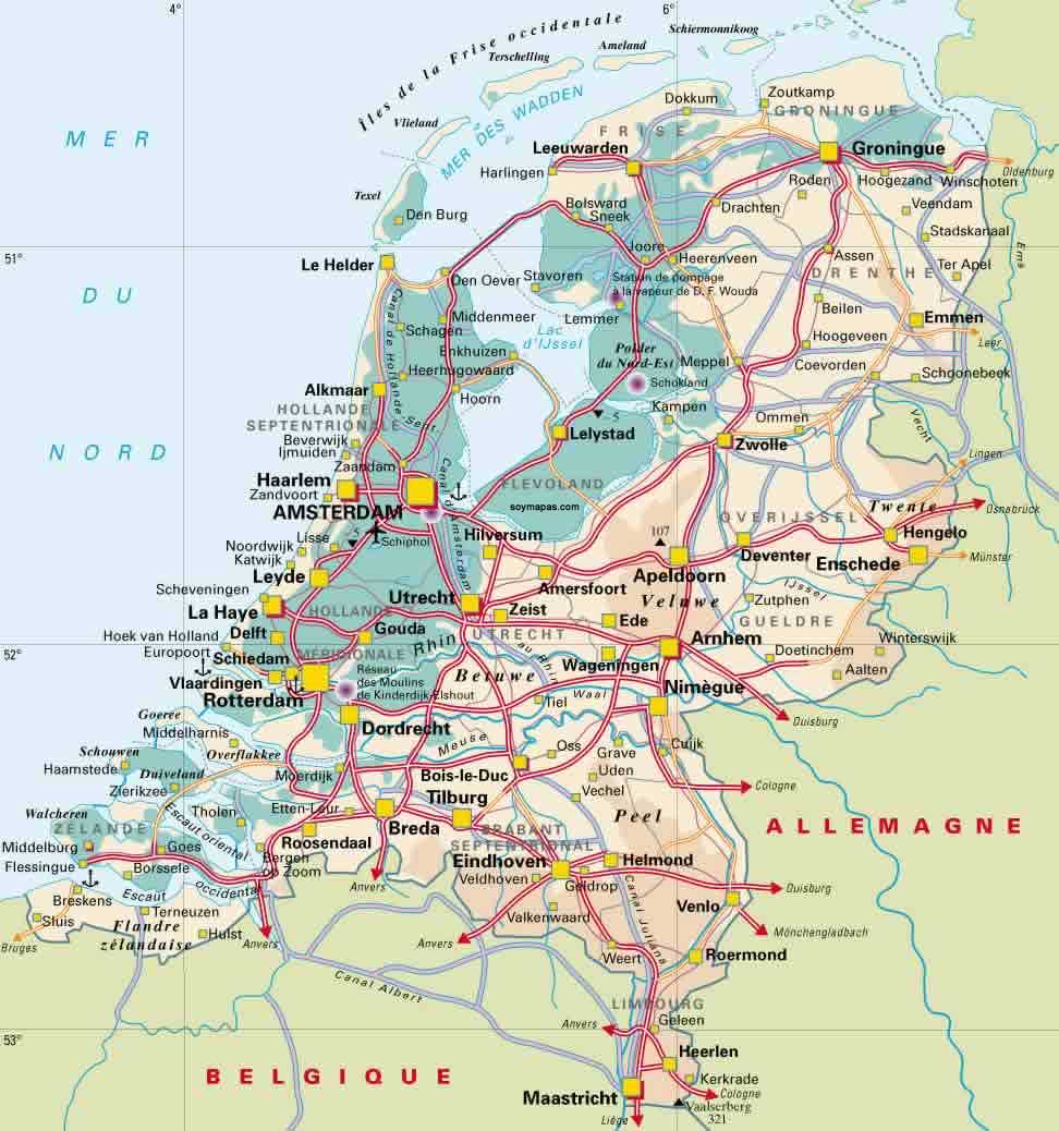 Mapa De Carreteras De Holanda Mapacarreteras Org